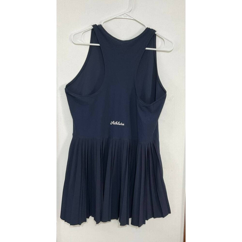 Athleta Match Point Pleated Dress Navy Blue X-Large Sleeveless Stretch Razorback - Picture 6 of 8